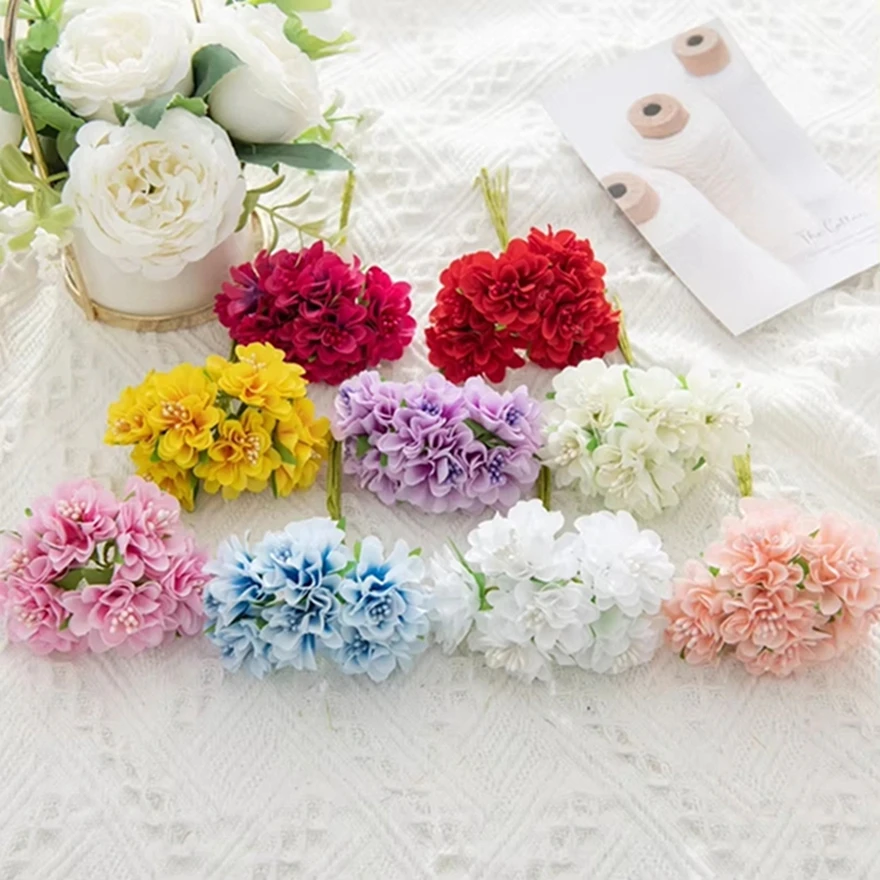 10PCS Artificial Flowers Bouquet Stamen Wedding Party Festival Home Decor Handmade Accessory Wreaths Gifts Boxes Filler Products