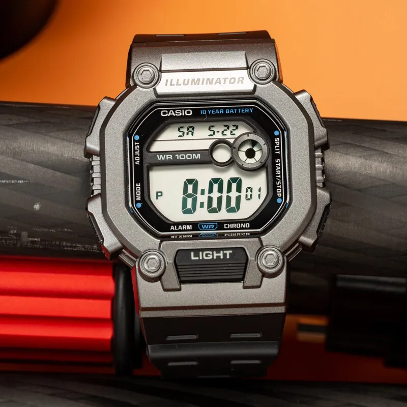 ساعة كاسيو أصلية رياضية خارجية مقاومة للماء رقمية للطلاب، ساعة كوارتز فاخرة متعددة الوظائف
