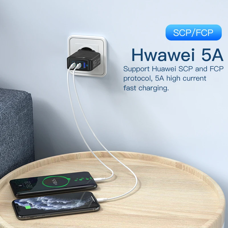 Universal travel adapter 65W with TYPE-C PD PPS USB-A QC4.0 PD USB-C Type C Fast USB Charger For iPhone 12 Pro Max Macbook