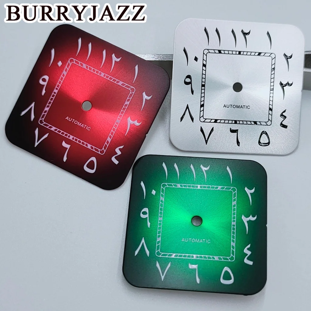 BURRYJAZZ 27mm Square Dial Modified Arabic Numeral Watch Dial For NH35 4R35 Movement Santos Watch Accessories  No Luminous