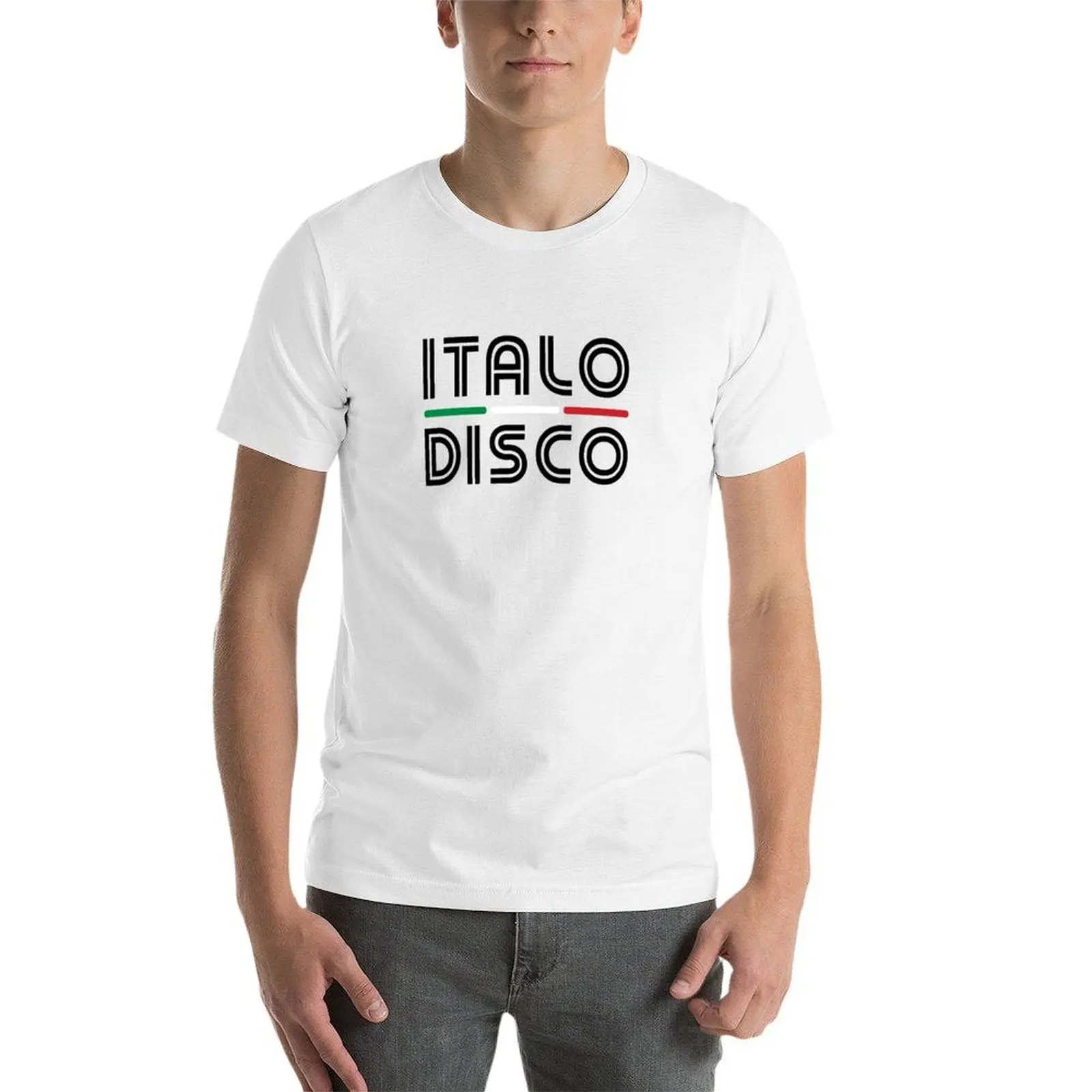 Italo Disco تي شيرت قطن تي شيرت 100% رجل تي شيرت قطن تي شيرت رجل عادي تي شيرت