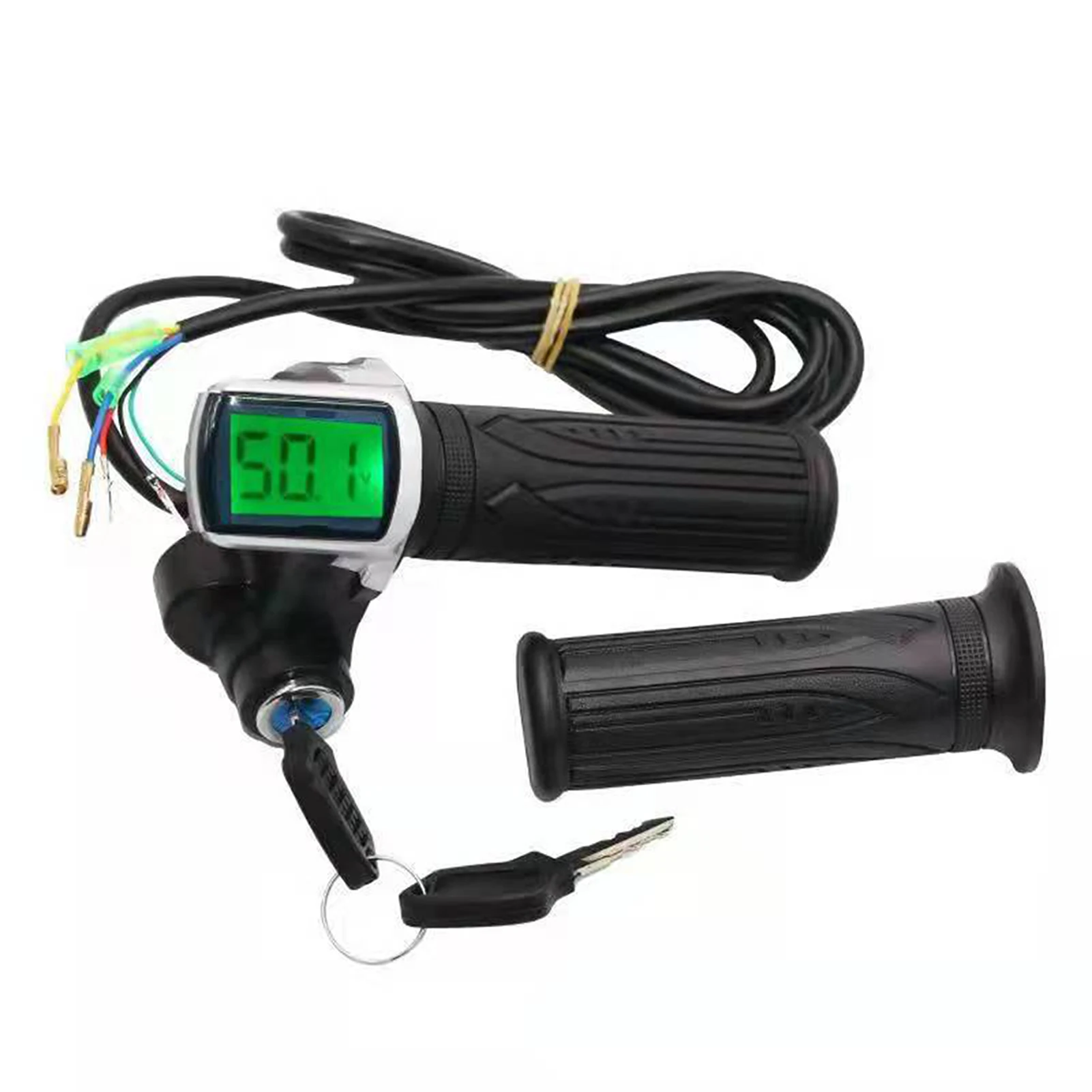 

24V/36V/48V Electric Bike Twist Grip Throttle with LCD Battery Display Electric Bicycle Throttle Grip with Power Indicator