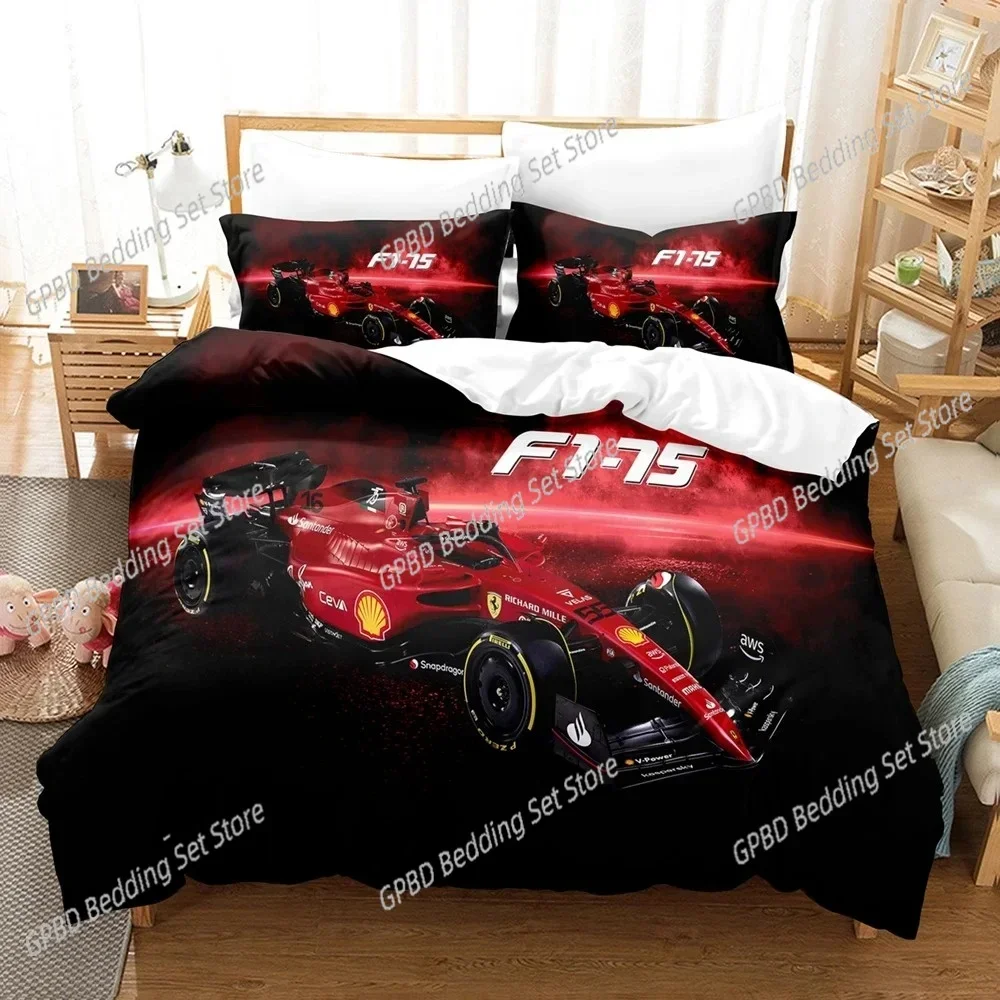 Formula Racing Car Comfortable Duvet Quilt Cover Pillowcase Bedding Set Children Bedroom Decoration Home Textile