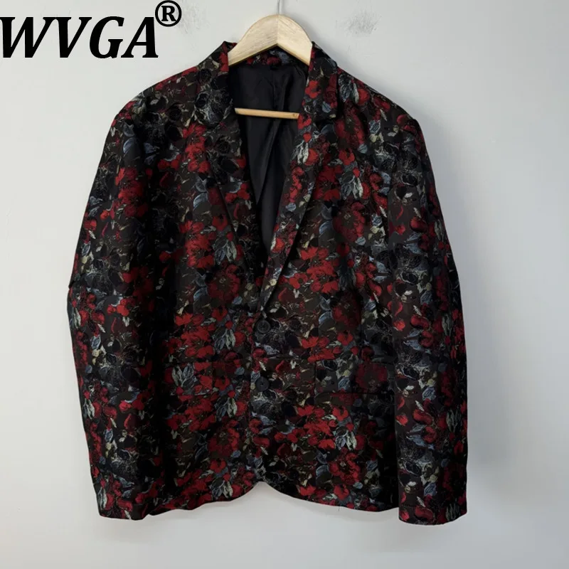 

WVGA Spring Autumn New Man Tide High Street Jacquard Trendy Suit Jackets Niche Design Chic Casual Long Sleeved Blazer Ins W12801
