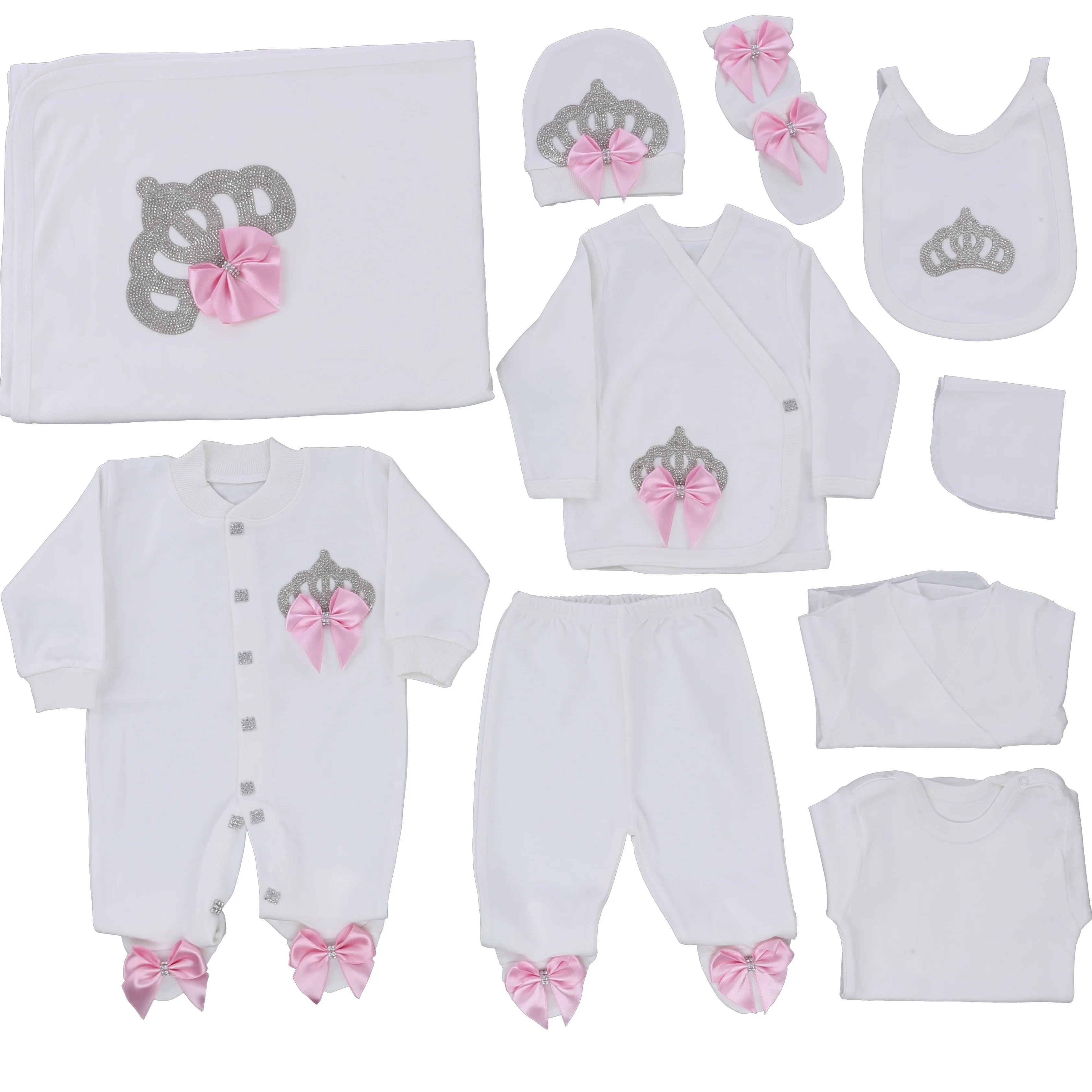 Long Sleeve Bubble Wholesale Custom High Quality Modern Newborn New Design 10 Pieces 100% Cotton Baby Girl Romper Set