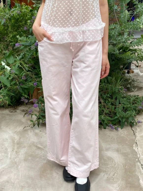 

Новые розовые прямые брюки на шнурке, женские осенние сексуальные брюки с низкой талией и карманами, модная уличная одежда, длинные брюки, мешковатые винтажные брюки Y2k