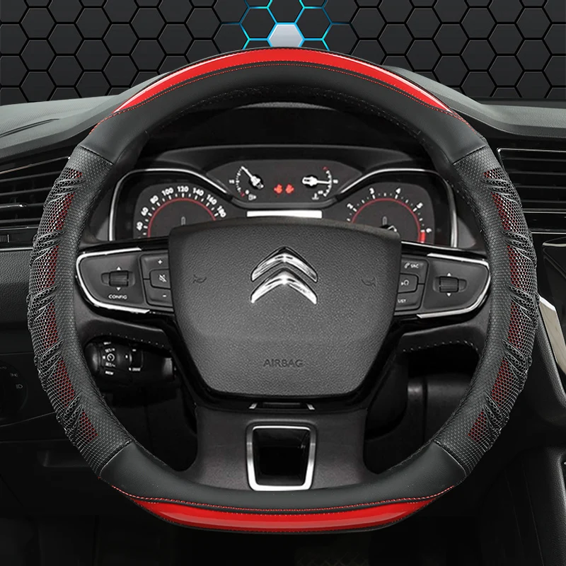 D Type Steering Wheel Cover For Citroen C3 II III 2009 - 2019 2020 C3 AIRCROSS 2017 2018 2019 2020 2021 Berlingo 3 C4 Picasso 2