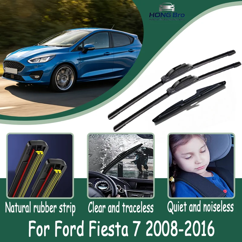 

For Ford Fiesta 7 2008-2016 26" 15" 12" Natural Rubber Wiper Blades Set, Anti-UV, Long Lasting, Silent Upgrade Version
