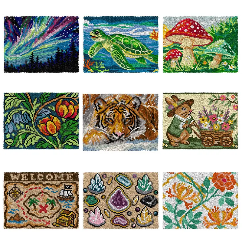 

Artistic Decorative Latch Hook Cushion Rug Kit Full Instructions Nature Fantasy Patterns For Home Throw Pillows Or Floor Mats