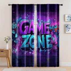 2pc, Window Treatment Curtains Lively game night Versatile Durable Polyester,Without Electricity Birthday Party Perfect for