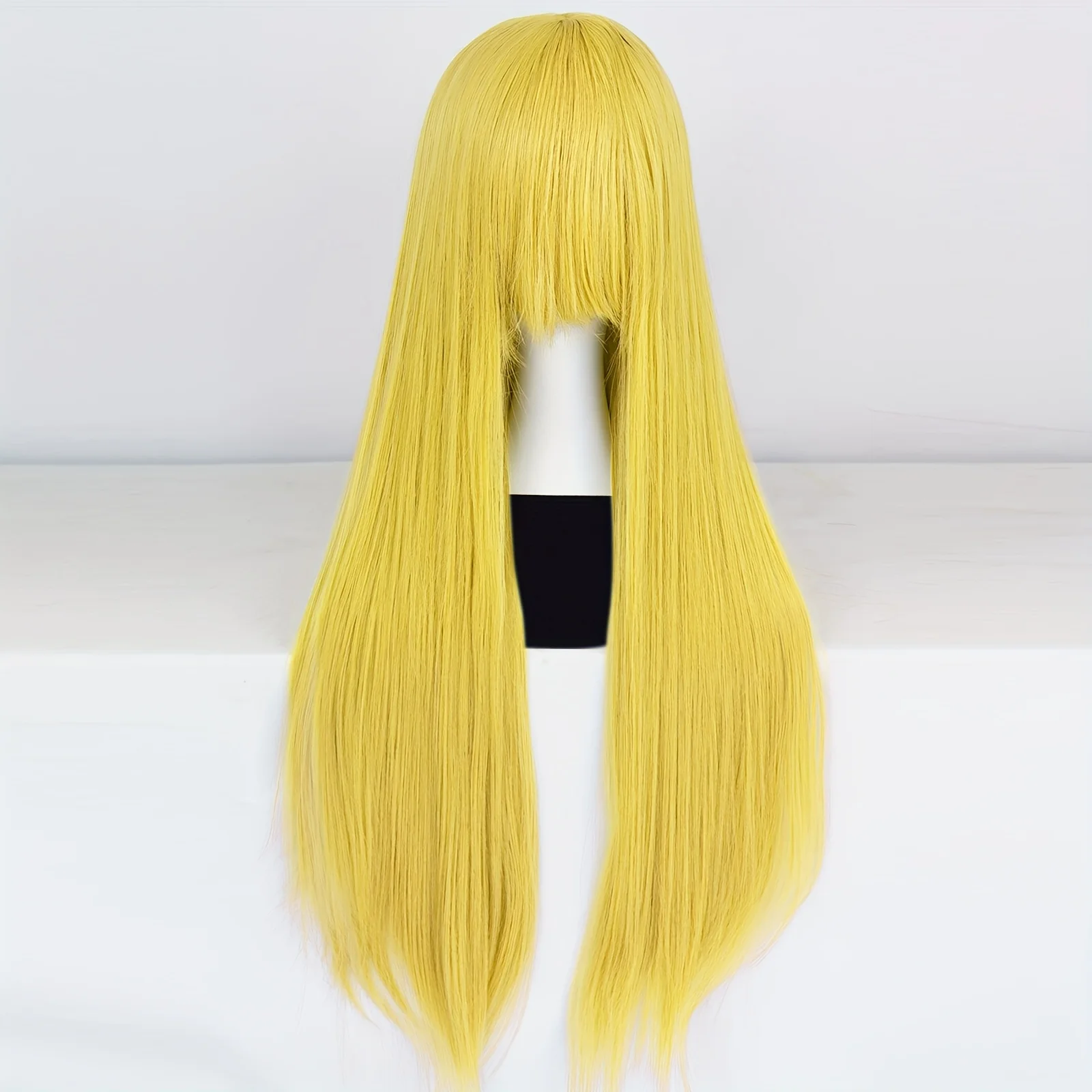 Synthetic Long Straight Yellow Role-Playing Wig with Bangs, Suitable for Women, Halloween, Parties, Daily Outfit Wig image 3