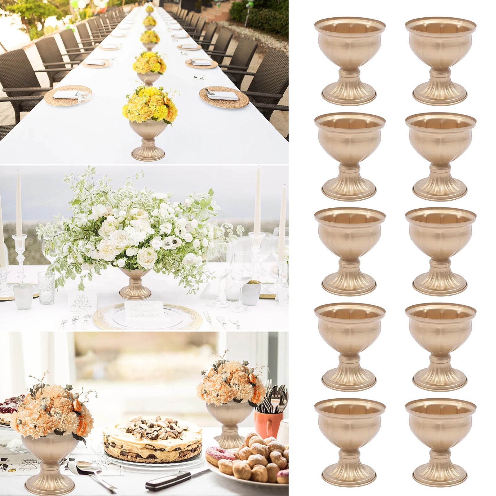 10x Metall Urne Pflanzer elegante Hochzeit Mittelstücke Vase Gold nach Hause Blumen ständer für Geburtstags feier Weihnachts feier USA