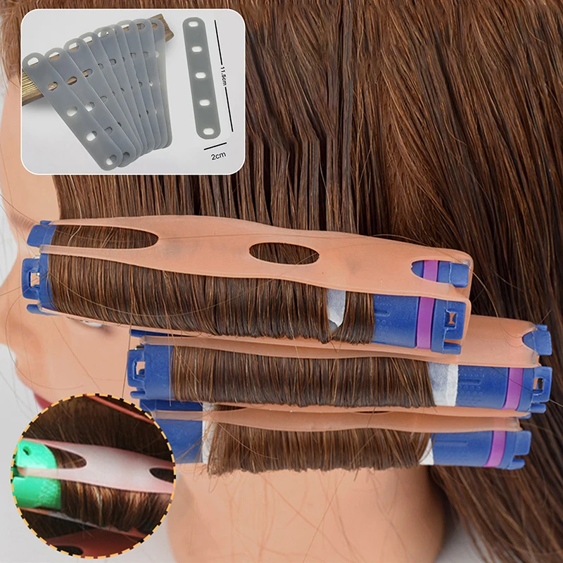 10‑Pack Gray Heat‑Resistant Traceless Silicone Perm Bands, Elastic Rubber Hair Rings for Digital Cold Rod Perm Hairstyling