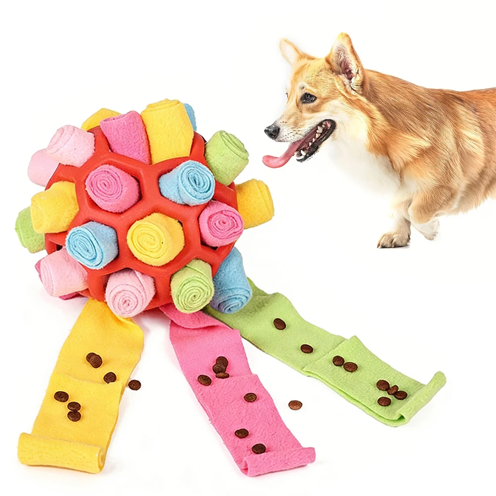 

Pet Snuffle Ball Interactive Treat Dispensing Toy Nose Work Training Puzzle for Dogs Stress Relief Boredom Machine Washable