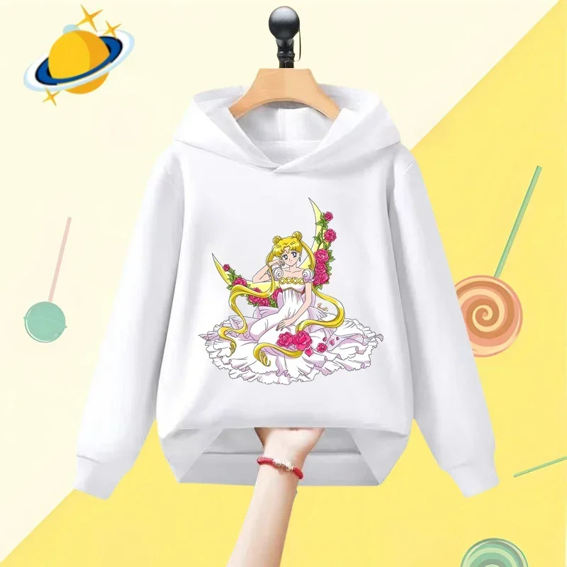 Sailor Moon Anime dziecięca bluza z kapturem gra nadruk kreskówkowy jesienno-zimowa bluza z długim rękawem chłopcy dziewczęta Kawaii top na co dzień