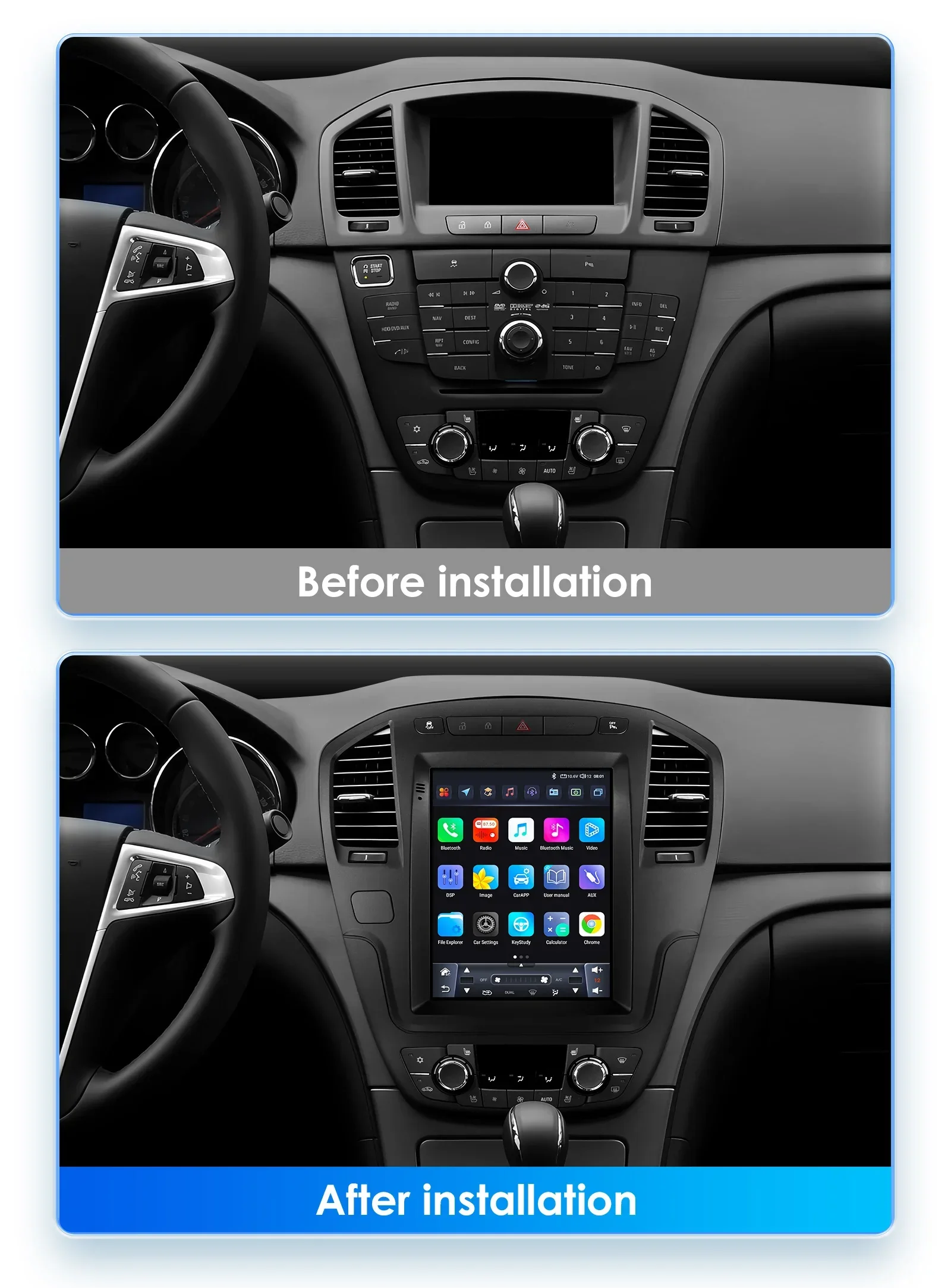 Radio con Android 13 para coche, reproductor Multimedia con pantalla Vertical de 2009 pulgadas, estéreo, 2 DIN, Carplay, para Opel Insignia Buick Regal 2013-9,7 2