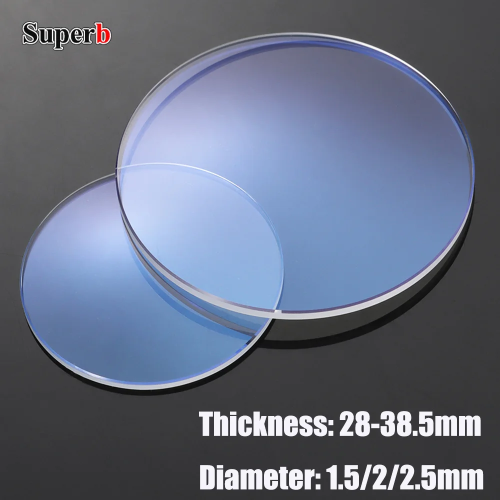 1.5/2.0/2.5mmThick Watch Glass Sapphire Replacement Double Dome AR Blue Diameters 28mm-38.5mm Transparent Crystal for Watchmaker
