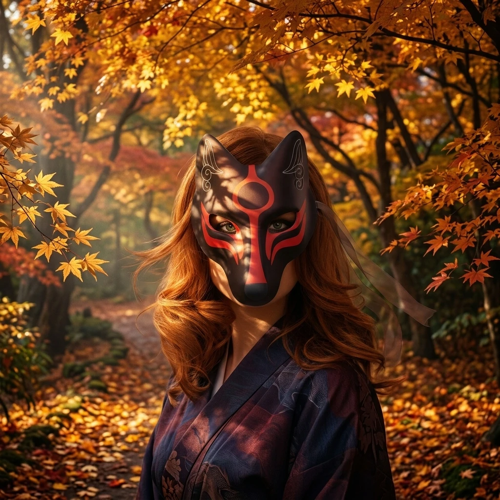 قناع ثعلب أسود وأحمر على طراز  - مراجعة Cosplay Material For Prop وسعره