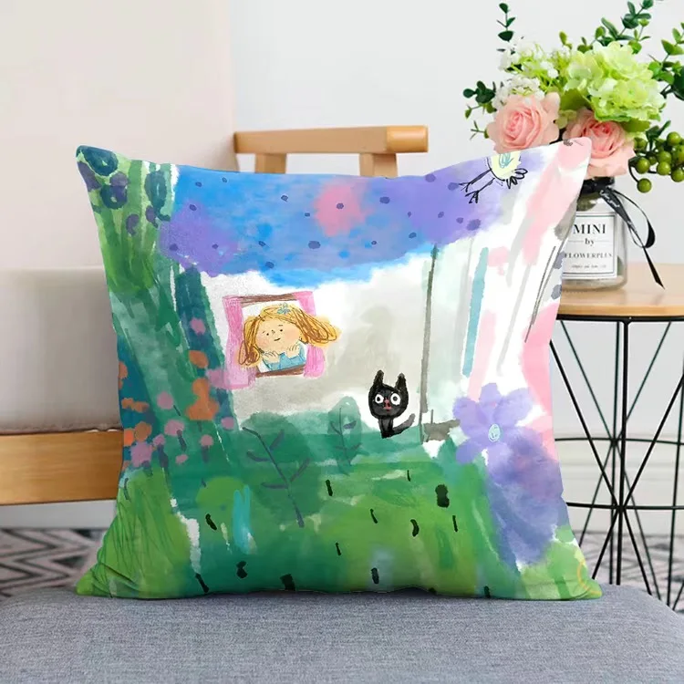 Beautiful flower pillowcase for living room bedside sofa car backrest office decoration (without pillow core)