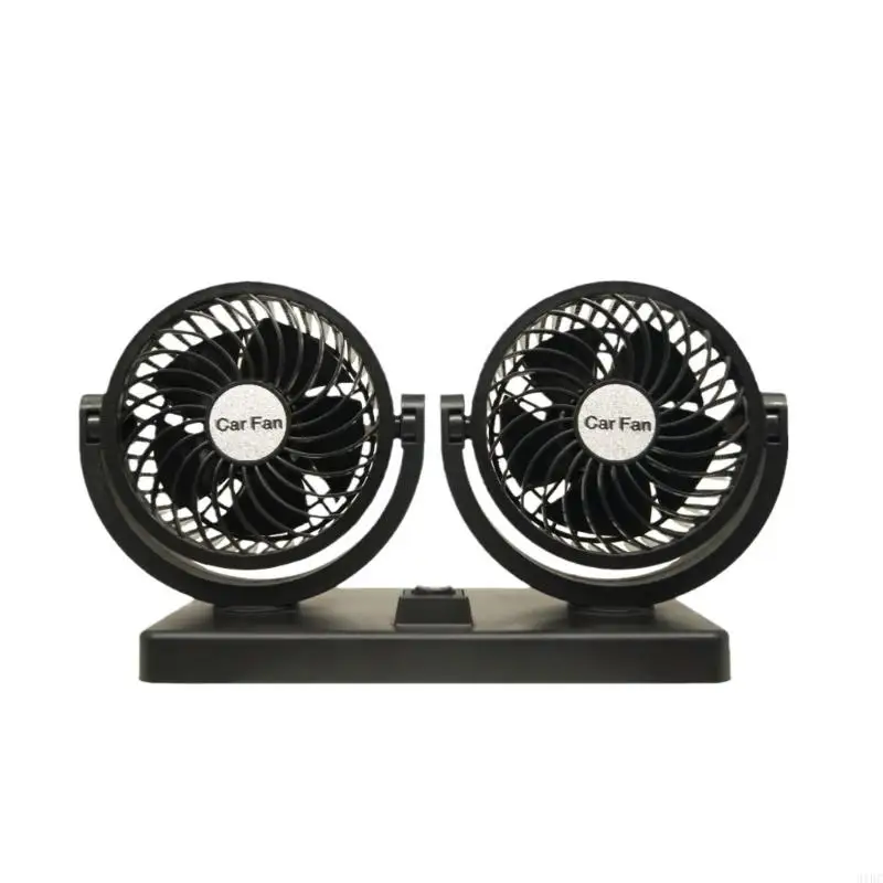 

12V Portable Car Fan Coolers USB Auto Air Circulator with Double Fans 360 Degree Rotatable Dashboard Ventilator for Vehicles