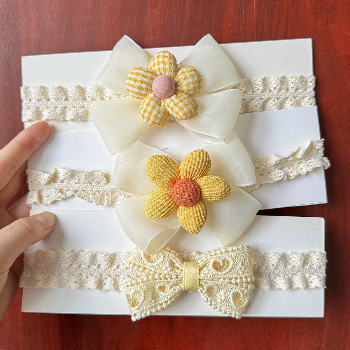 

3pcs/set Yellow Headband for Newborn Hair Accessories Children Flower Chiffon Bow Headbands Newborn Turban Lace Wide Headwraps
