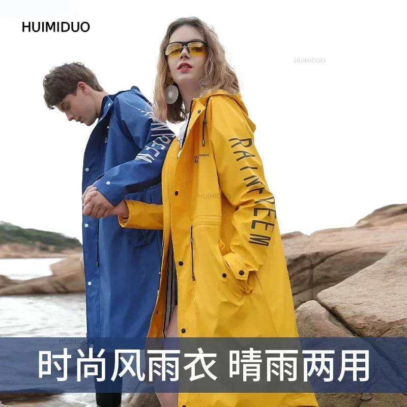 Raincoat Outdoor Long Full Body Adult Double Layer Stormproof PU Raincoat Men's and Women's Rain Poncho Cross Border