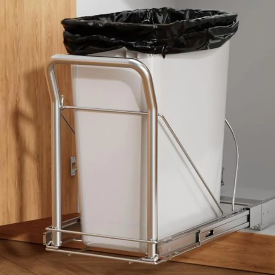 

Pull Out Trash Can Under Cabinet with Soft-Close Slides Heavy Duty Slide Out Under Sink Garbage Can for Kitchen Adjustable Tail