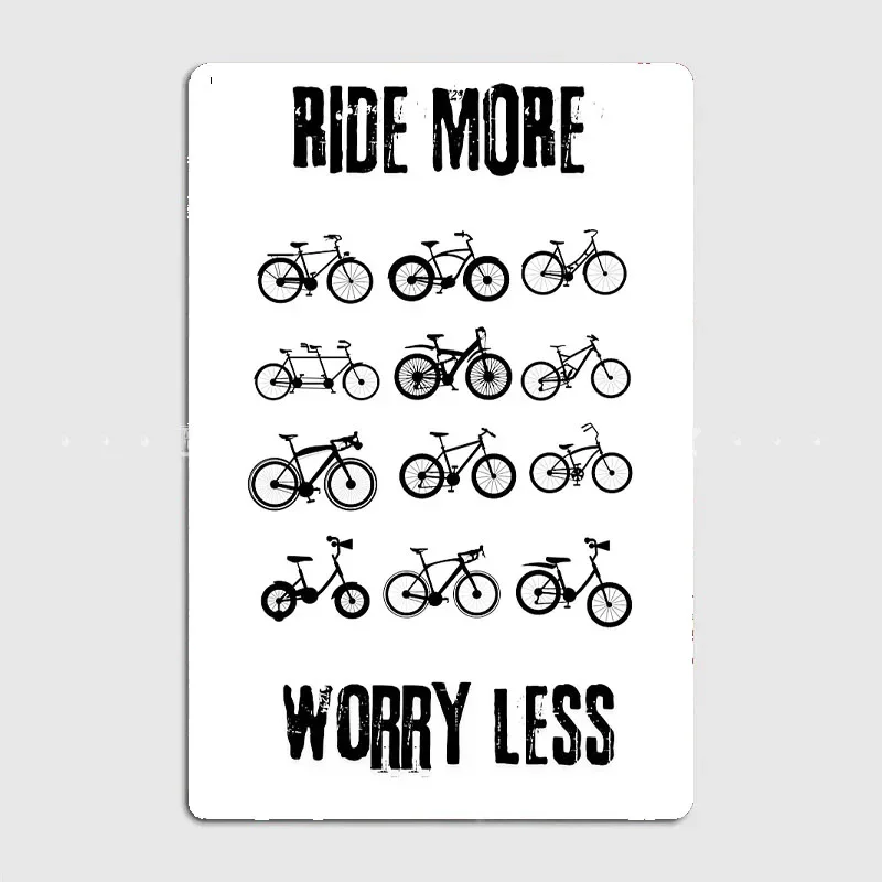 Ride More Worry Less Poster Retro Metal Sign Posters Bar Interior Wall Room Decoration Living Vintage Home Decor