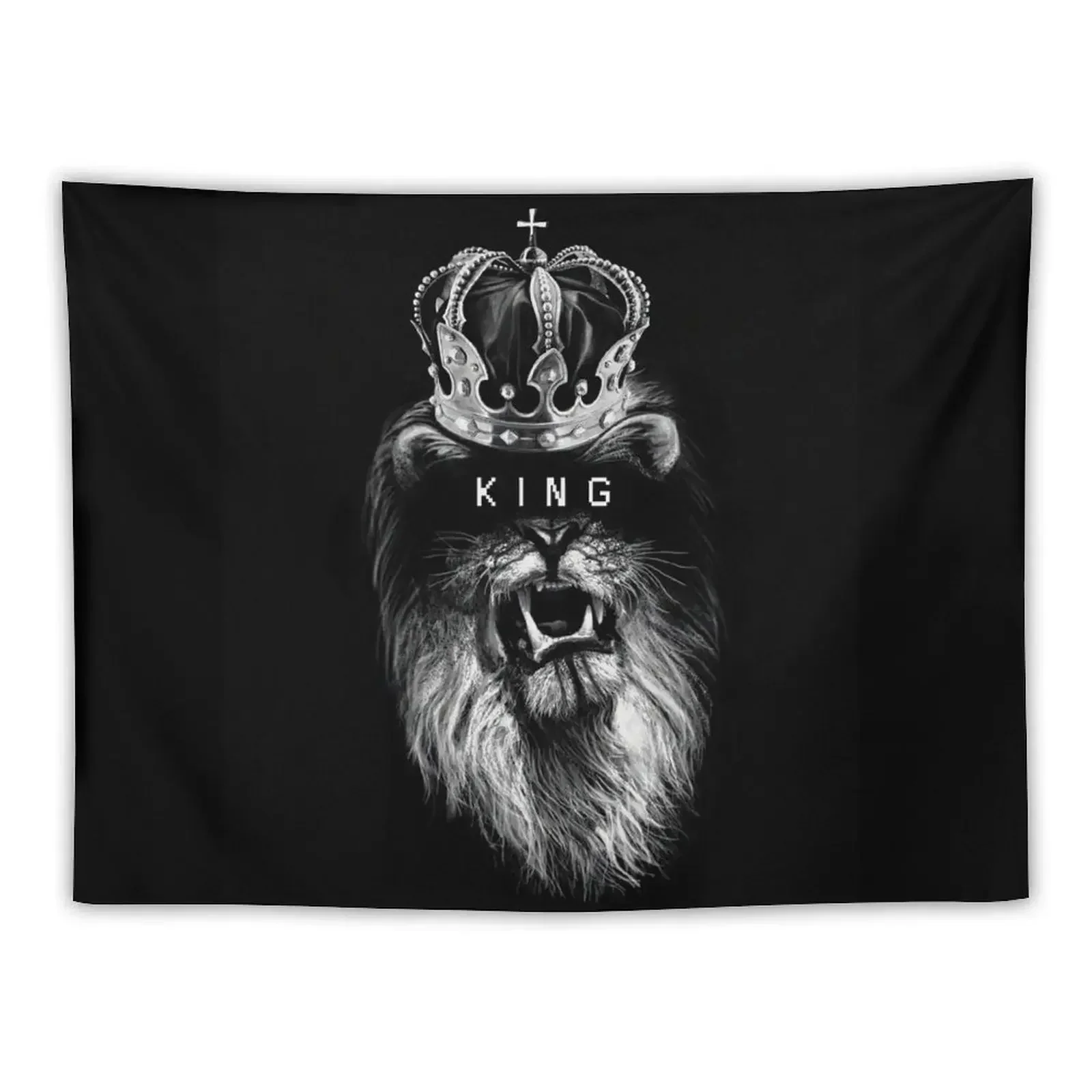 

Lion, King, Crown, Black Tapestry Room Decorator Wall Art Tapestry