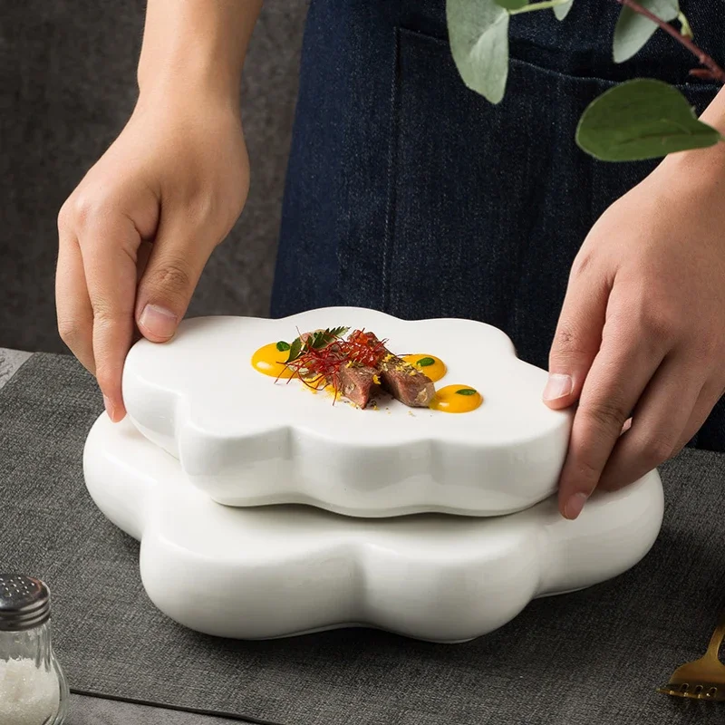 Creative 3D Cloud Dinner Plate Ceramic Tray Household Storage Platter Living Room Desktop Decoration Accessories