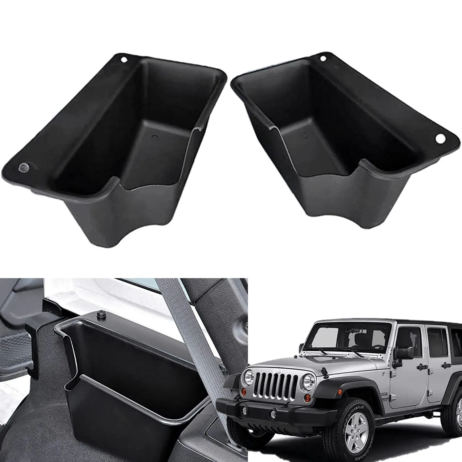 

Car Rear Trunk Storage Box for Jeep Wrangler JK JL 2007-2024 Side Cargo Organizer Tray ABS Holder