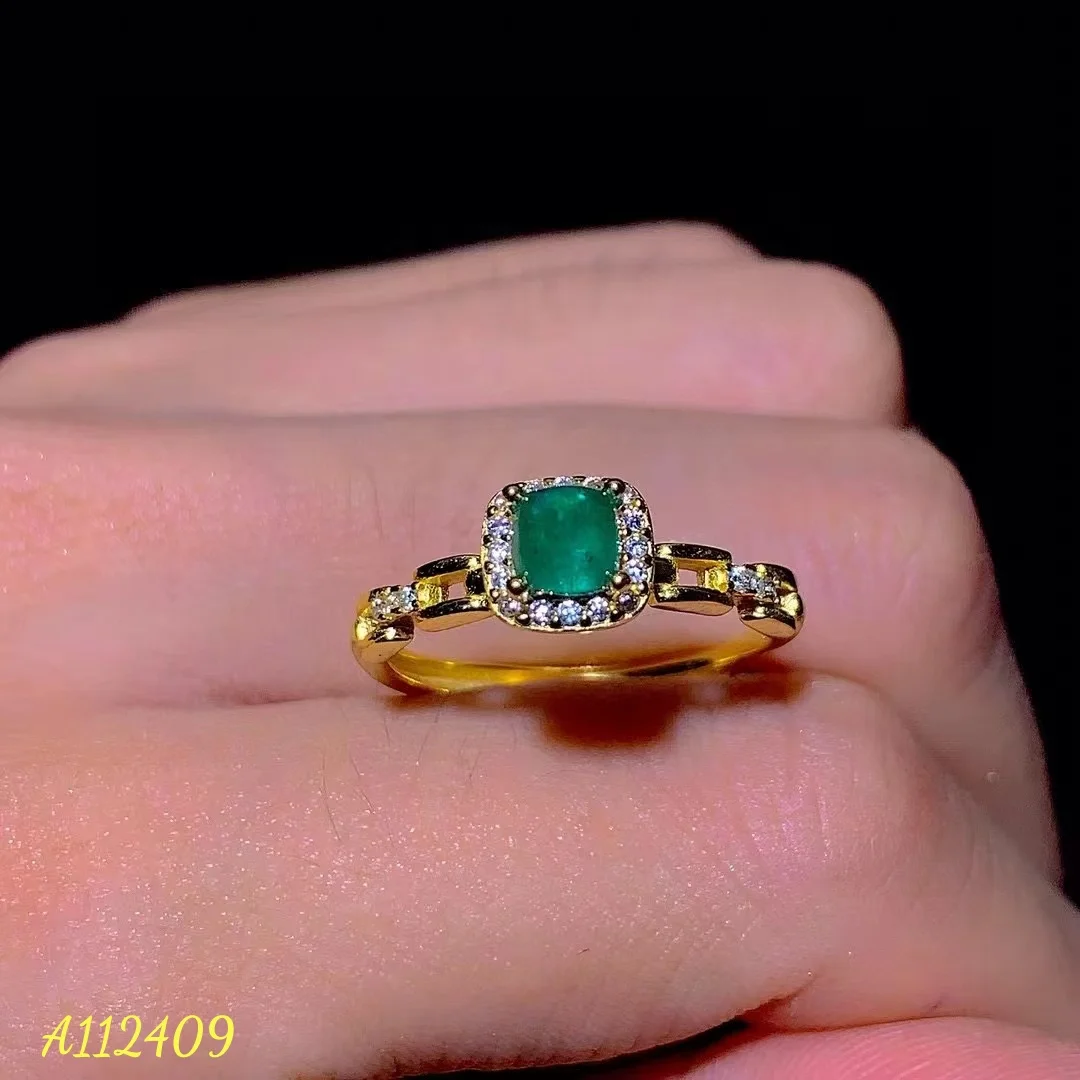 KJJEAXCMY Top-quality Natural Gemstones Emerald Gold Ring Super Green Color Birthday Party Christmas Gift Free Shippping