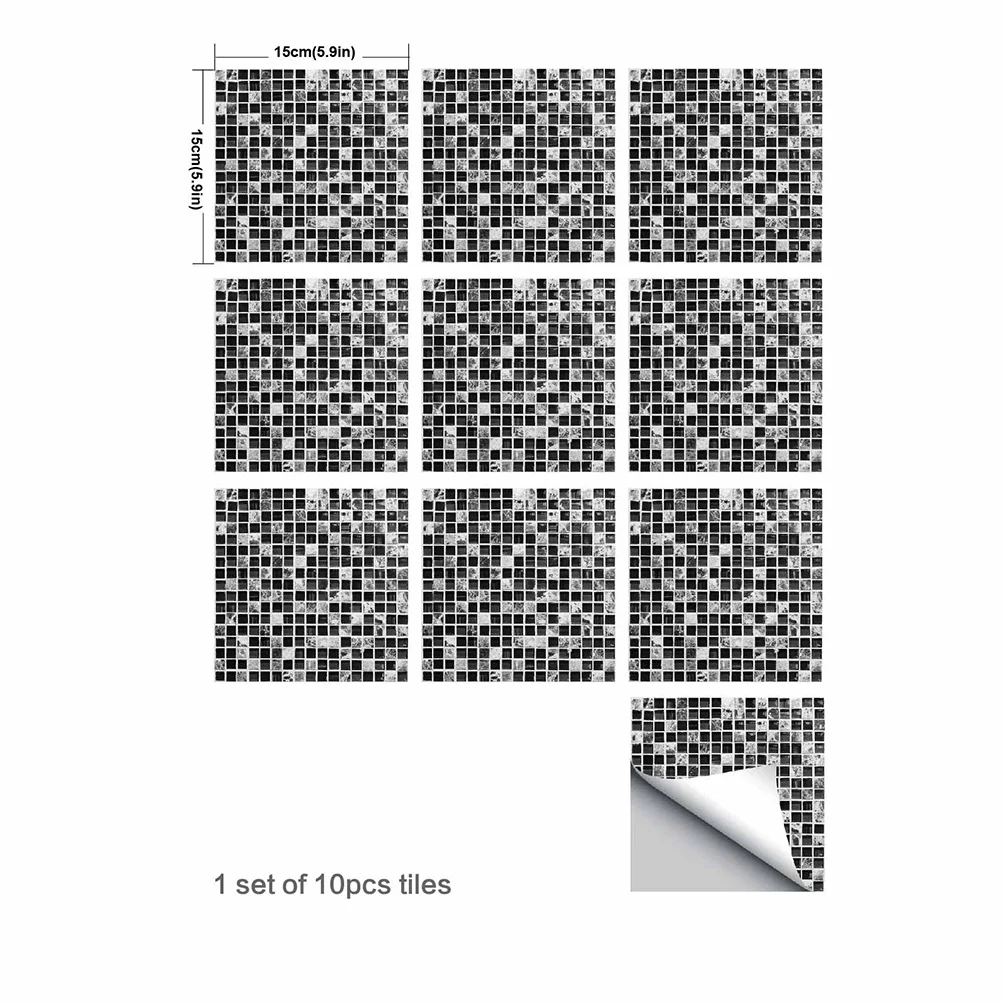 

10Pcs Self-Adhesive Marble Tile Stickers Waterproof Non-Slip Floor Wall Decals 20x20cm for Bathroom Kitchen Decor