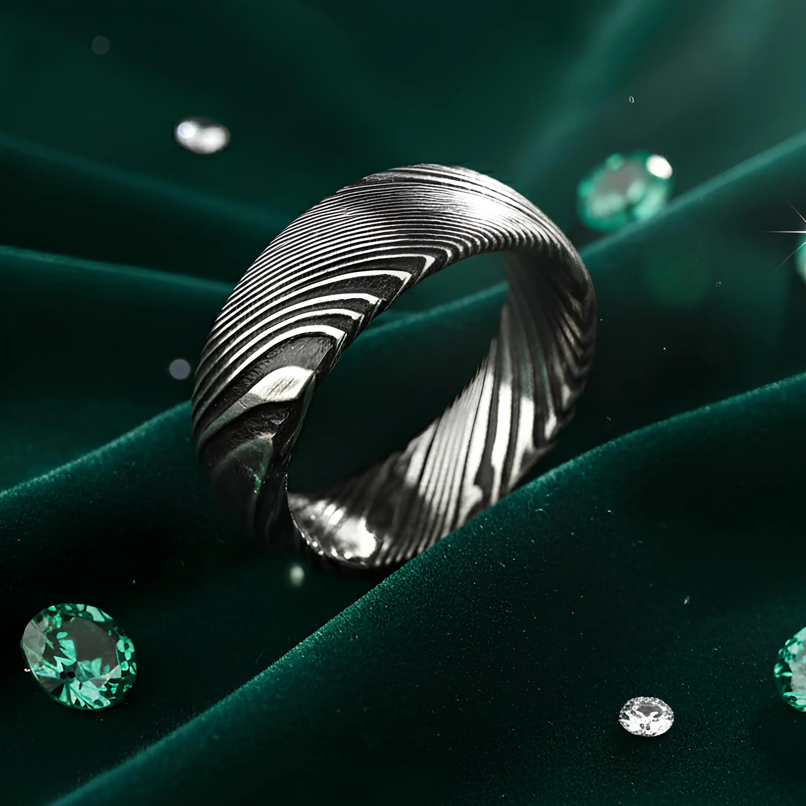 Einzigartiges Design, schwarzer Damaststahl, Herrenring, minimalistischer Schmuck für Frauen, Liebesgeschenk, Großhandel, Bulk-Dropshipping 2025,