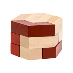 Hexagon Wooden 3D Puzzle LuBan Lock Brain Teaser Puzzles For Kids Mind Development Game Montessori Educational Toys