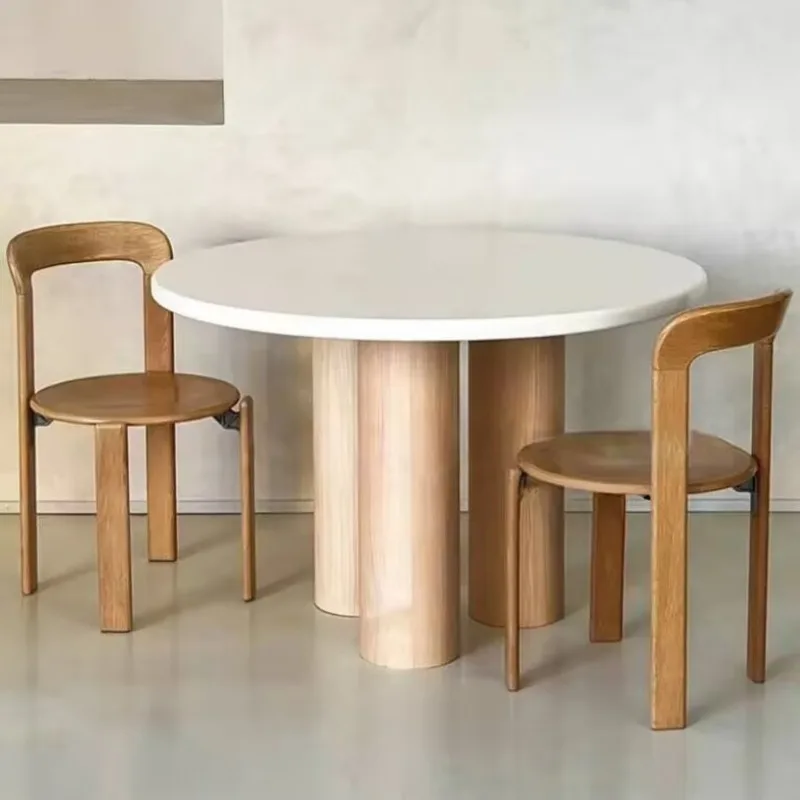 

Круглые деревянные обеденные столы в стиле ретро, бытовой обеденный стол, современный дизайнерский стильный стол высокого класса, мебель для дома La Mesa