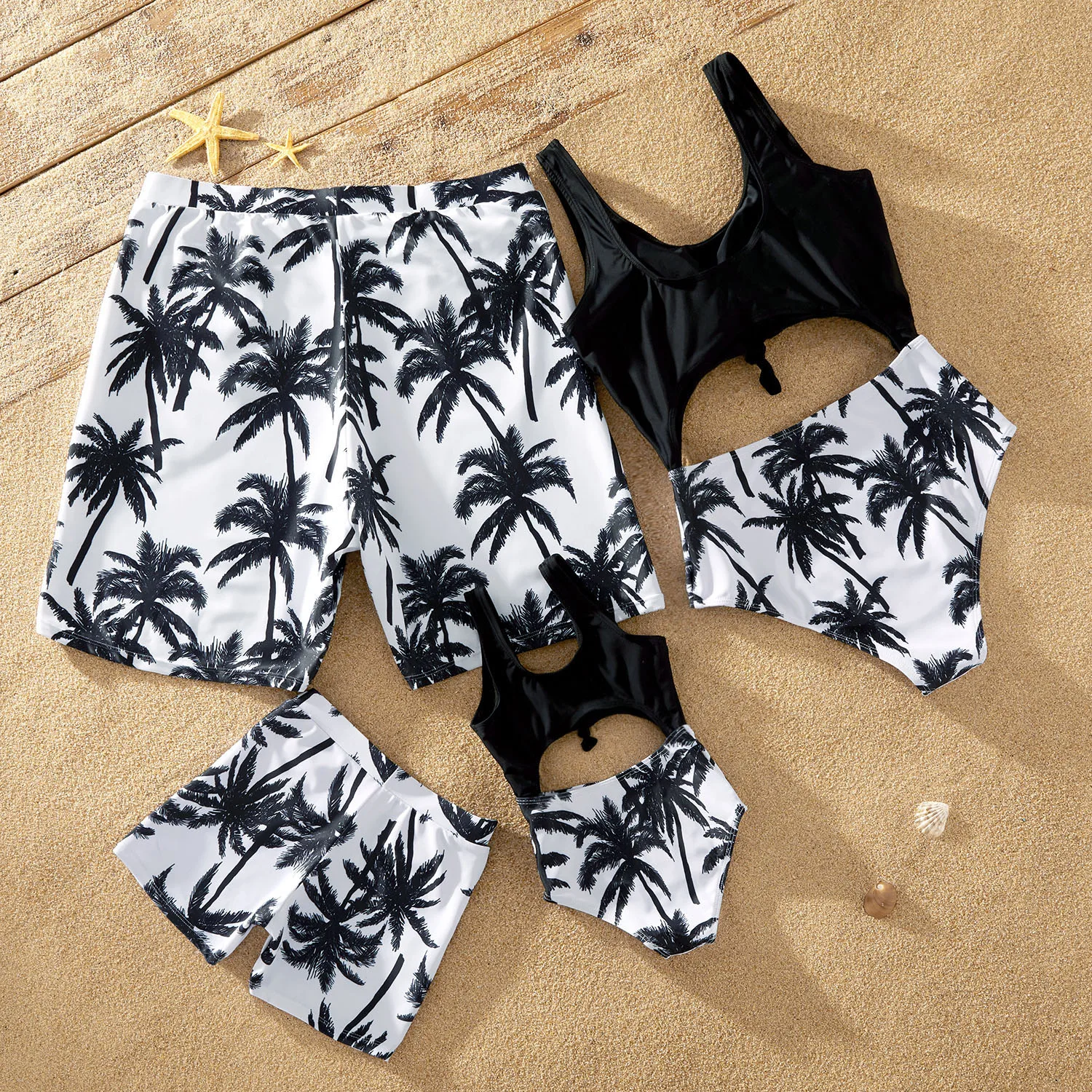 PatPat Family Look Swimwears Coconut Tree Print One-piece Couple Look