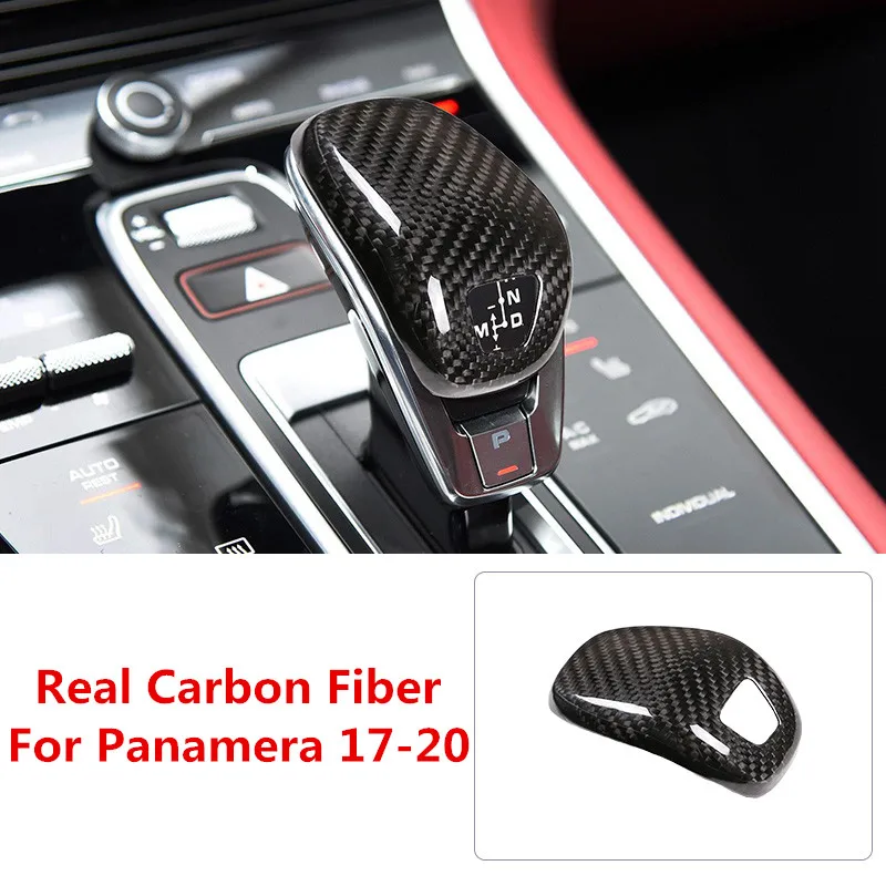 

For Porsche Panamera 2017 2018 2019 2020 Black Real Carbon Fiber Car Interior Moulding Gear Shift Knob Sticker Cover