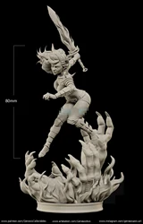 1/18 Resin Model Kits Warrior Girl Figure Sculpture Unpainted No Color RW-731