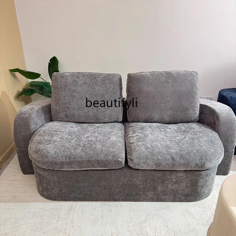 One-piece Compression Sofa Cotton Linen Fabric Full Sponge Folding Dual-use Boneless Bread Sofa Bed Vacuum Compression
