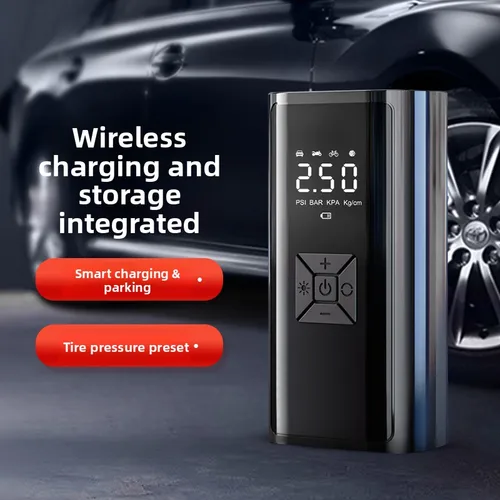 Imagen 2 del producto Compresor de aire portátil inalámbrico, inflador de neumáticos eléctrico de 150PSI con luz LED, pantalla LCD Digital para coche, bicicleta, bomba de aire rápida