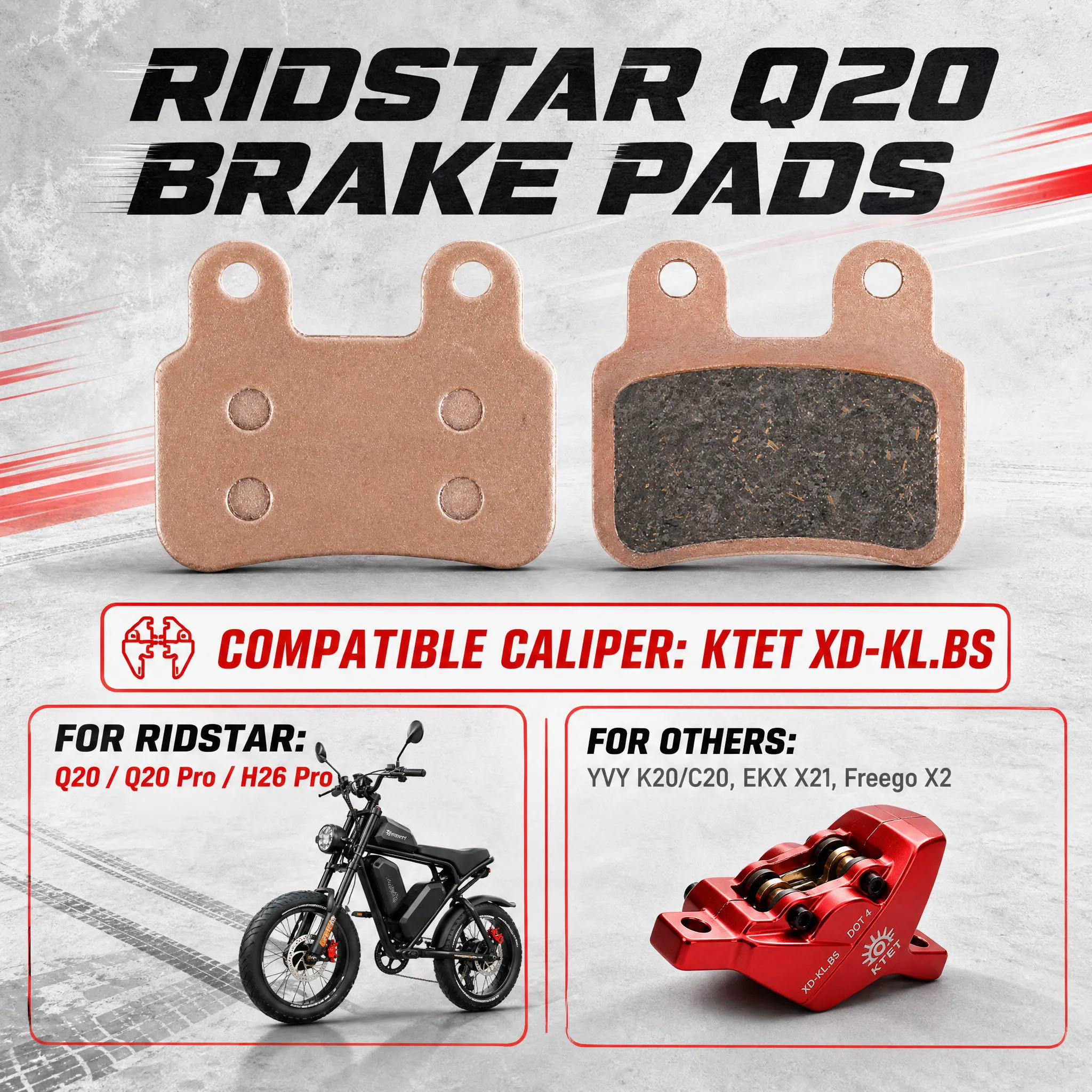 Hydraulic Bicycle Disc Brake Pads Semi Metallic Replacement for Ridstar Q20 YVY K20 EKX X21 Bopzin Q8 M2000 C21 M22 Freego X2