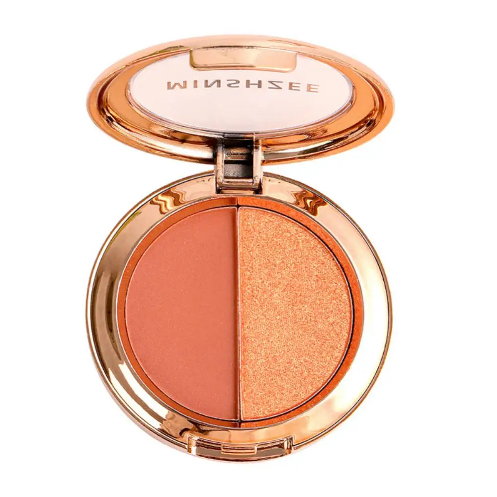 Two-Colors Eye Shadow Plate Pearlescent Orange Golden Glitter Eyeshadow Palette Shiny Portable Waterproof Lasting Eyes Makeup