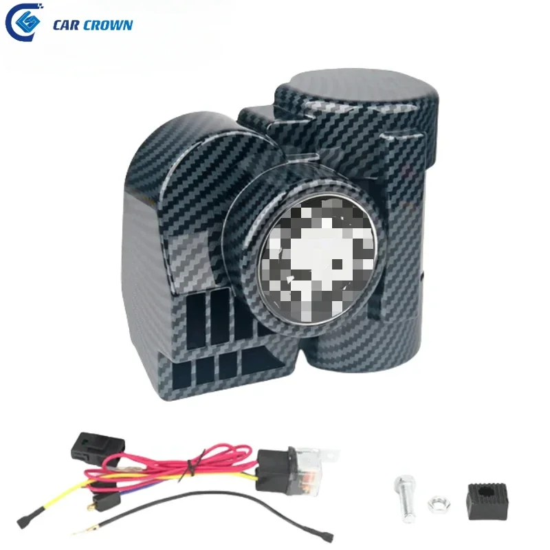 

12V 200W Carbon Style Snail Compact Super Loud 450Hz Air Horns With Relay for Car Motorcycle Truck Lorry Yacht Boat SUV