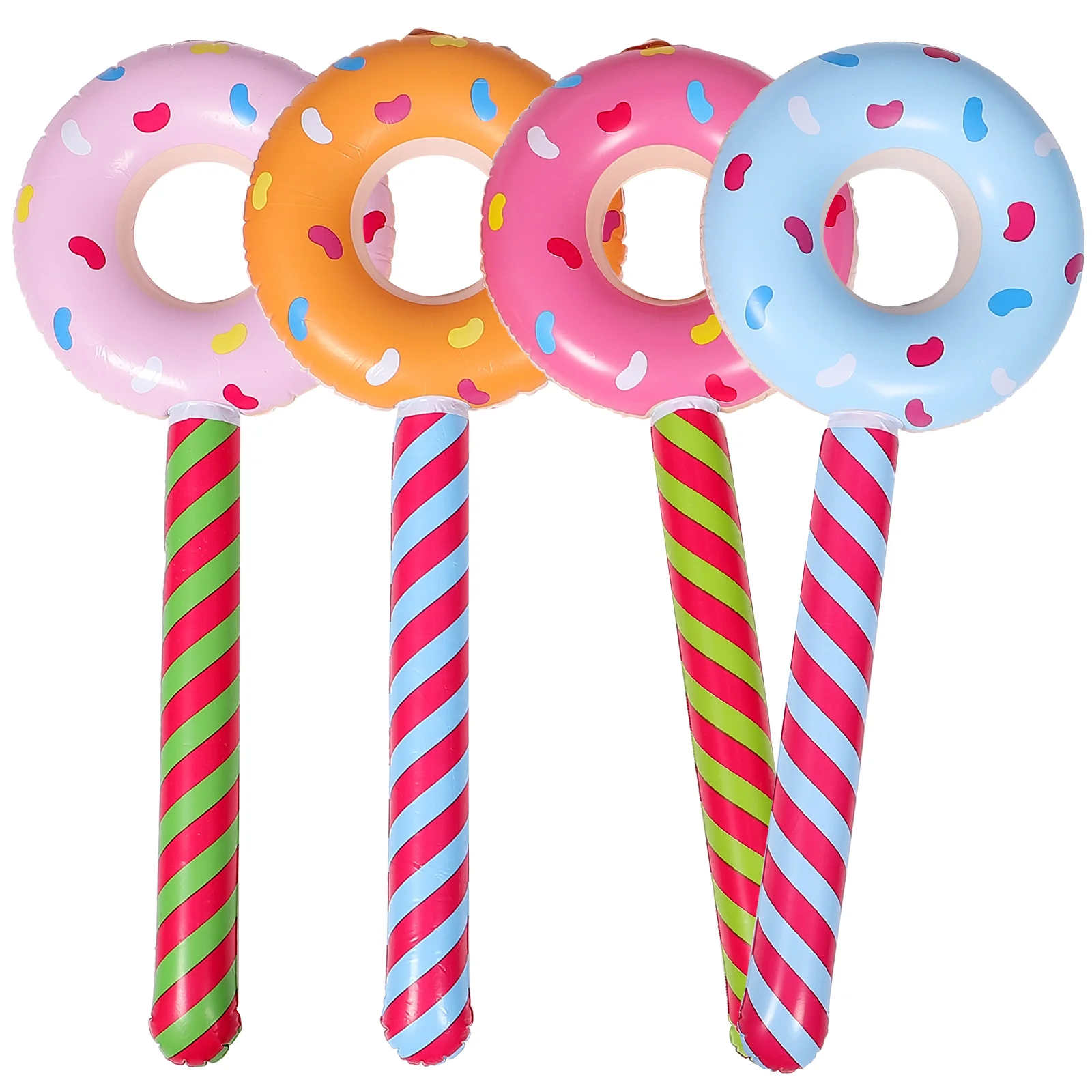 4 Pcs Fake Candy Donut Inflatable Stick Lollipops Birthday Party Supplies Props