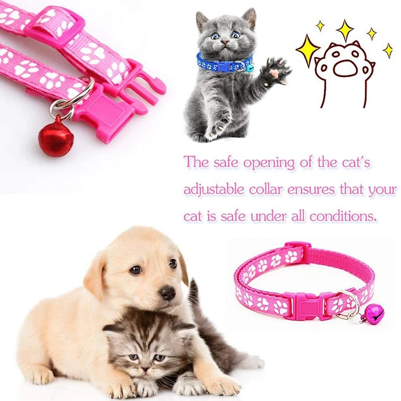 Cat Collar And Bell With Safety Quick Release Break Away Buckle, Suitable And Adjustable (12 Pcs) Adjustable 19-32Cm