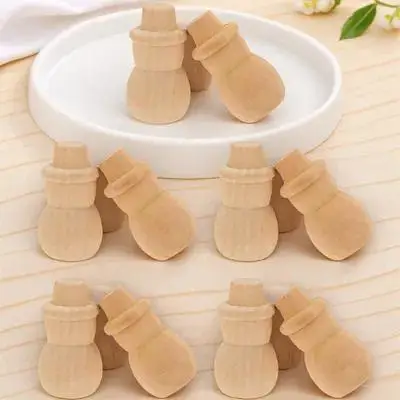 

10pcs Wooden Snowman Decor, Xmas Diy Ornament For Kids Painting, Handmade Craft Desktop Adornment, Diy Wooden Crafts Party