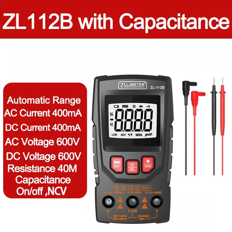 Smart Multimeter Capacitance Ohm AC DC Current Voltage Meter Digital Multimeter Professional Electricity Tools Tester Multimetro
