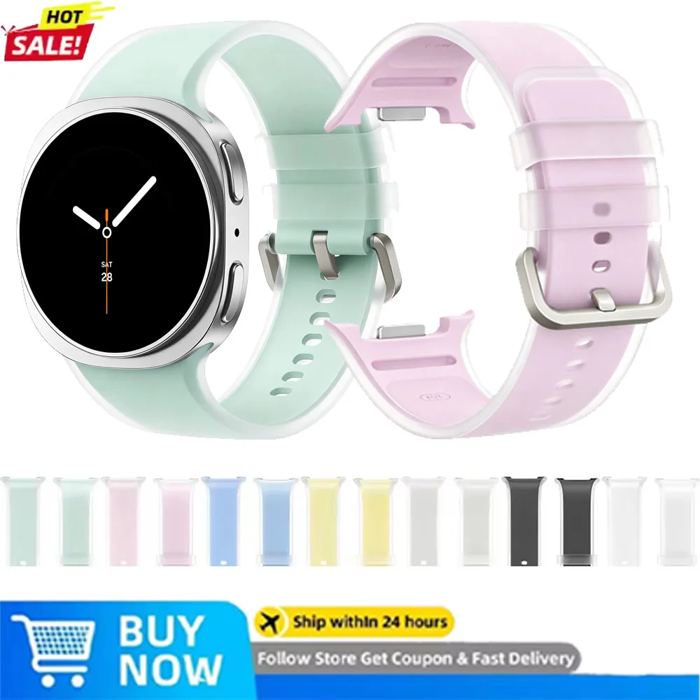 Official Jelly Transparent Silicone Strap for Samsung Galaxy Watch 9 8 40mm 44mm Sport Bracelet Galaxy Watch 8 Classic 46mm Belt