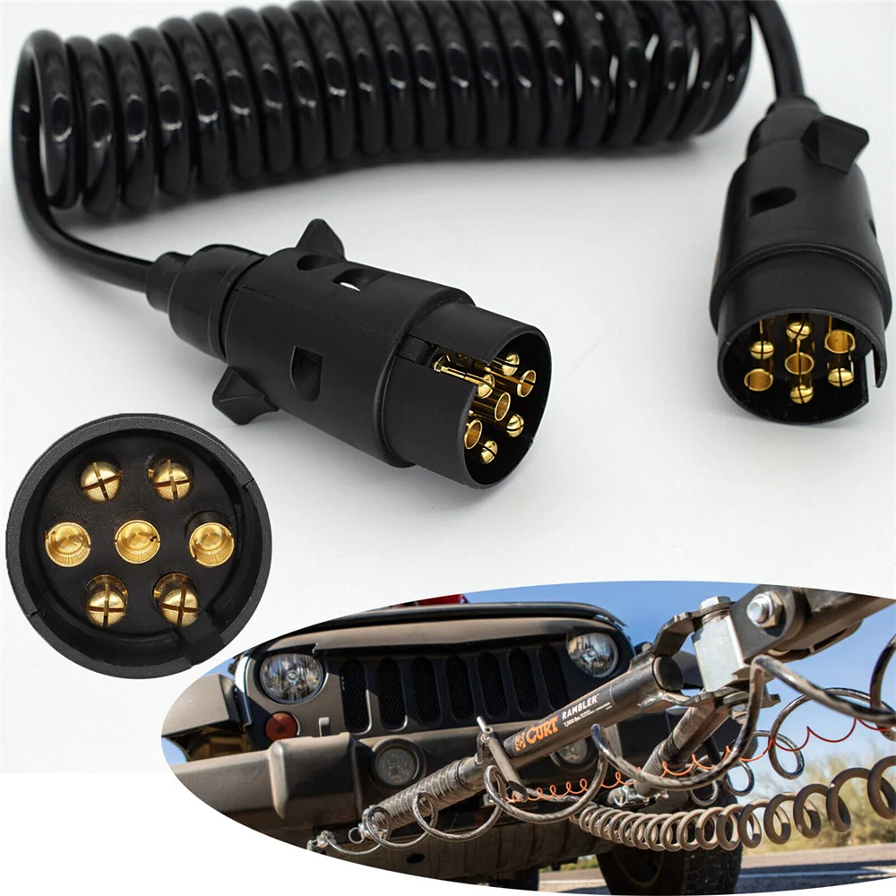 

7 Pin Extension Adapter Cable Cord Caravan Trailer Towing Socket Plug Board Wire Connectors Auto Accessories